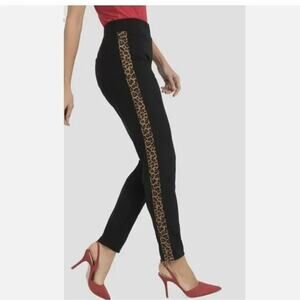Joseph Ribkoff Pull-On Pants Black with Animal Print Cheetah Stripe - Size 4